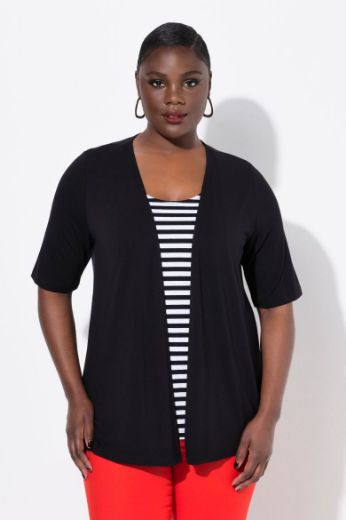 Plus size veliki brojevi Majica 2u1 na pruge za punije