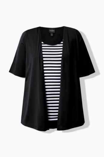 Plus size veliki brojevi Majica 2u1 na pruge za punije
