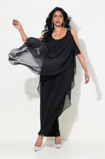 Plus size veliki brojevi Kombinezon elegantni s ukrasnim naramenicama za punije