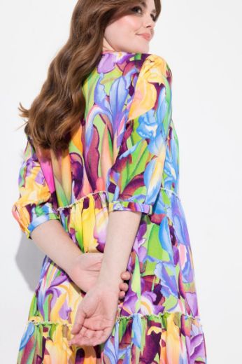 Plus size veliki brojevi Haljina maxi s printom 3/4 rukavi za punije