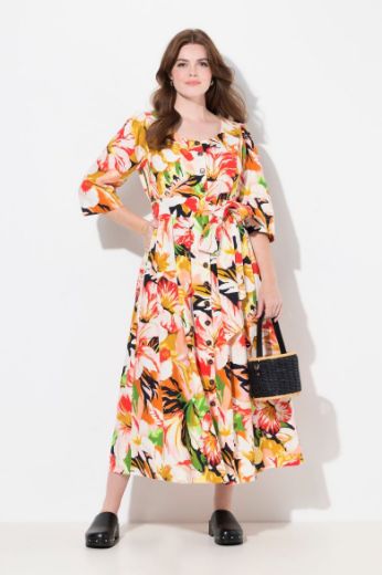 Plus size veliki brojevi Haljina maxi s 3/4 rukavima cvjetnog printa za punije