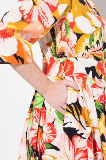 Plus size veliki brojevi Haljina maxi s 3/4 rukavima cvjetnog printa za punije