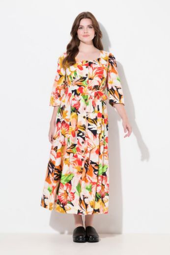 Plus size veliki brojevi Haljina maxi s 3/4 rukavima cvjetnog printa za punije
