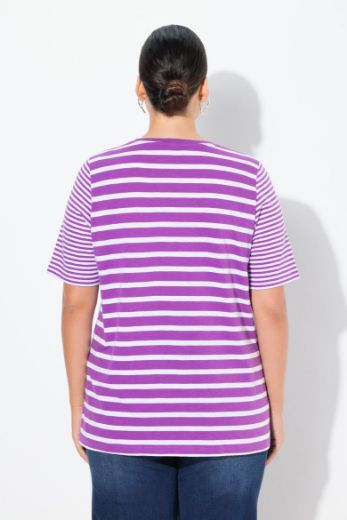 Plus size veliki brojevi Majica V ovratnika s prugama za punije