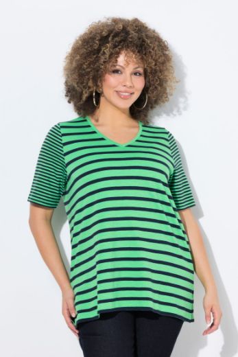 Plus size veliki brojevi Majica V ovratnika s prugama za punije
