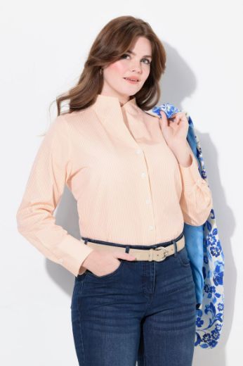 Plus size veliki brojevi Bluza povišenog ovratnika na pruge za punije