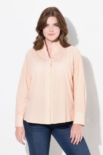 Plus size veliki brojevi Bluza povišenog ovratnika na pruge za punije