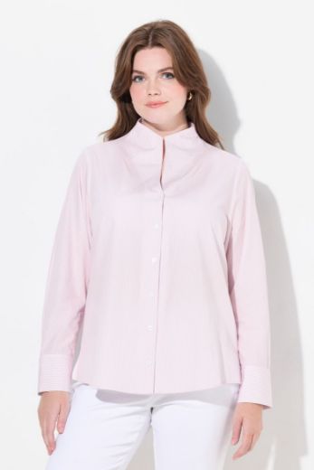 Plus size veliki brojevi Bluza povišenog ovratnika na pruge za punije