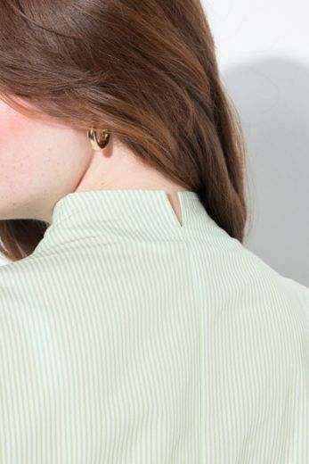 Plus size veliki brojevi Bluza povišenog ovratnika na pruge za punije