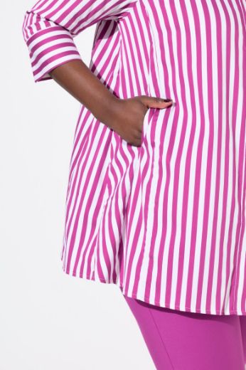 Plus size veliki brojevi Bluza na pruge s 3/4 rukavima za punije