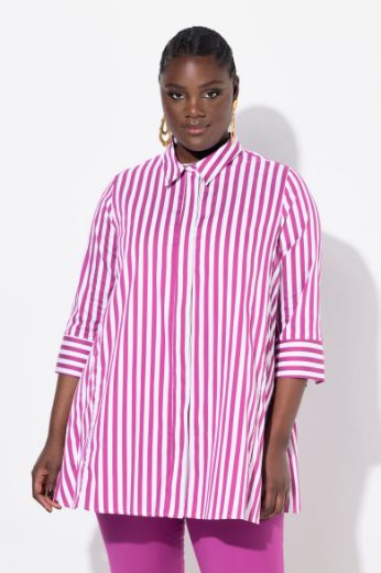 Plus size veliki brojevi Bluza na pruge s 3/4 rukavima za punije
