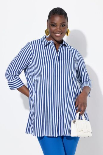 Plus size veliki brojevi Bluza na pruge s 3/4 rukavima za punije