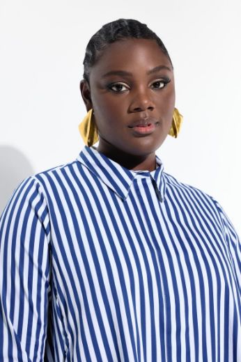 Plus size veliki brojevi Bluza na pruge s 3/4 rukavima za punije