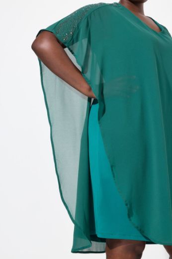 Plus size veliki brojevi Haljina elegantna  s dekorativnim ukrasima na ramenima za punije