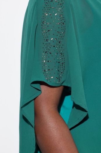 Plus size veliki brojevi Haljina elegantna  s dekorativnim ukrasima na ramenima za punije