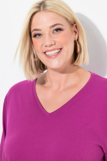 Plus size veliki brojevi Majica V izrez Basic za punije