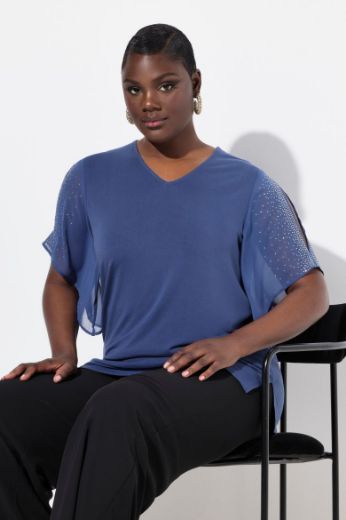 Plus size veliki brojevi Bluza svečana s ukrasima na rukavima za punije
