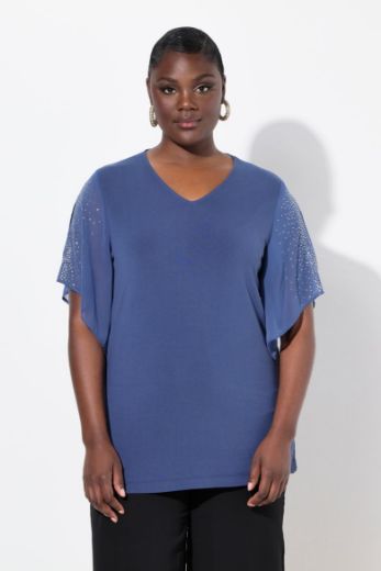 Plus size veliki brojevi Bluza svečana s ukrasima na rukavima za punije