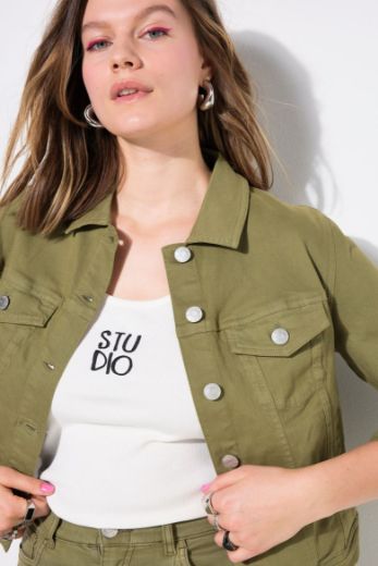 Plus size veliki brojevi Jakna traper kraćeg kroja za punije