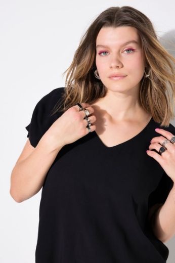 Plus size veliki brojevi Majica kratkih rukava V ovratnika za punije