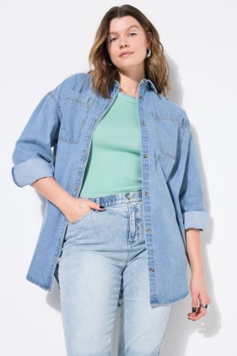 Plus size veliki brojevi Košilja traper šireg kroja za punije