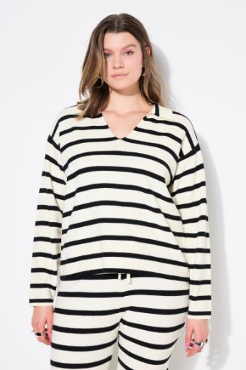Plus size veliki brojevi Pulover dugih rukava V ovratnika za punije