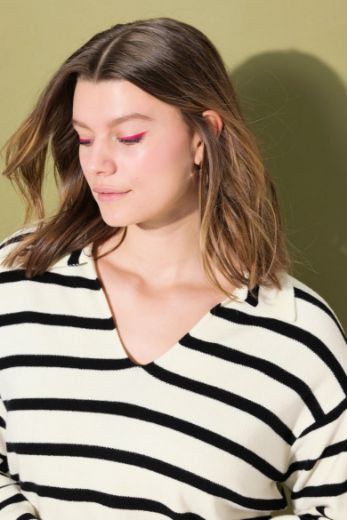 Plus size veliki brojevi Pulover dugih rukava V ovratnika za punije