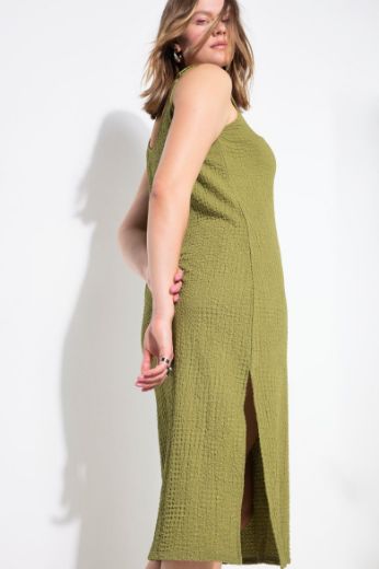 Plus size veliki brojevi Haljina midi bez rukava za punije