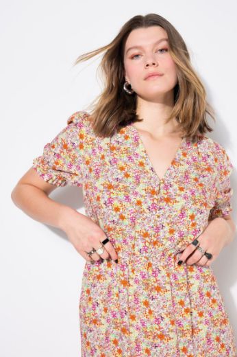 Plus size veliki brojevi Haljina kratkih rukava A kroja za punije