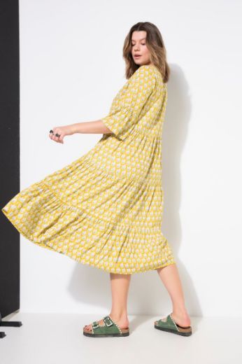 Plus size veliki brojevi Haljina maxi 3/4 rukava na volane za punije