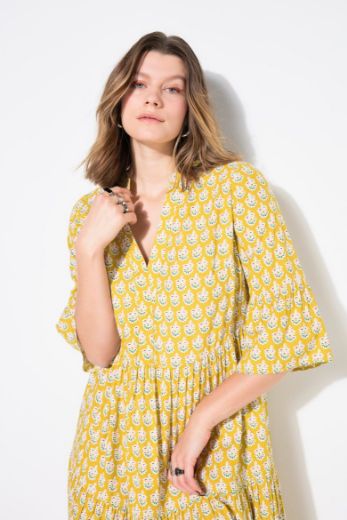 Plus size veliki brojevi Haljina maxi 3/4 rukava na volane za punije
