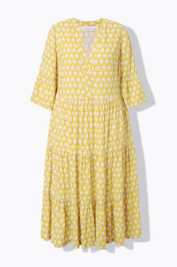 Plus size veliki brojevi Haljina maxi 3/4 rukava na volane za punije