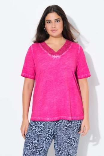 Plus size veliki brojevi Majica kratkih rukava V ovratnika za punije