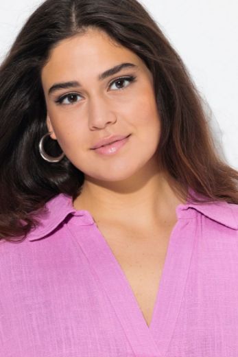 Plus size veliki brojevi Haljina kratkih rukava od mješavine lana za punije