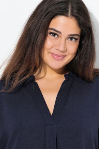 Plus size veliki brojevi Haljina kratkih rukava od mješavine lana za punije