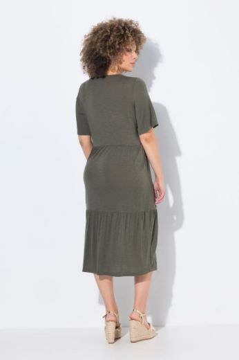 Plus size veliki brojevi Haljina kratkih rukava okruglog ovratnika za punije