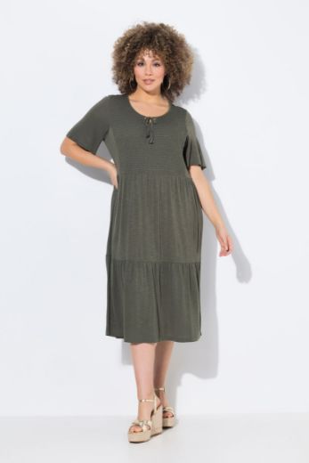 Plus size veliki brojevi Haljina kratkih rukava okruglog ovratnika za punije