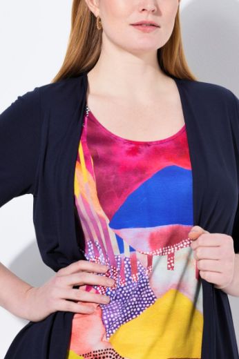 Plus size veliki brojevi Majica 2 u 1 kratkih rukava za punije
