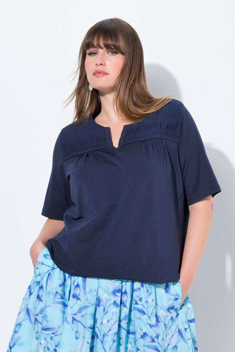 Plus size veliki brojevi Majica kratkih rukava s naborima za punije
