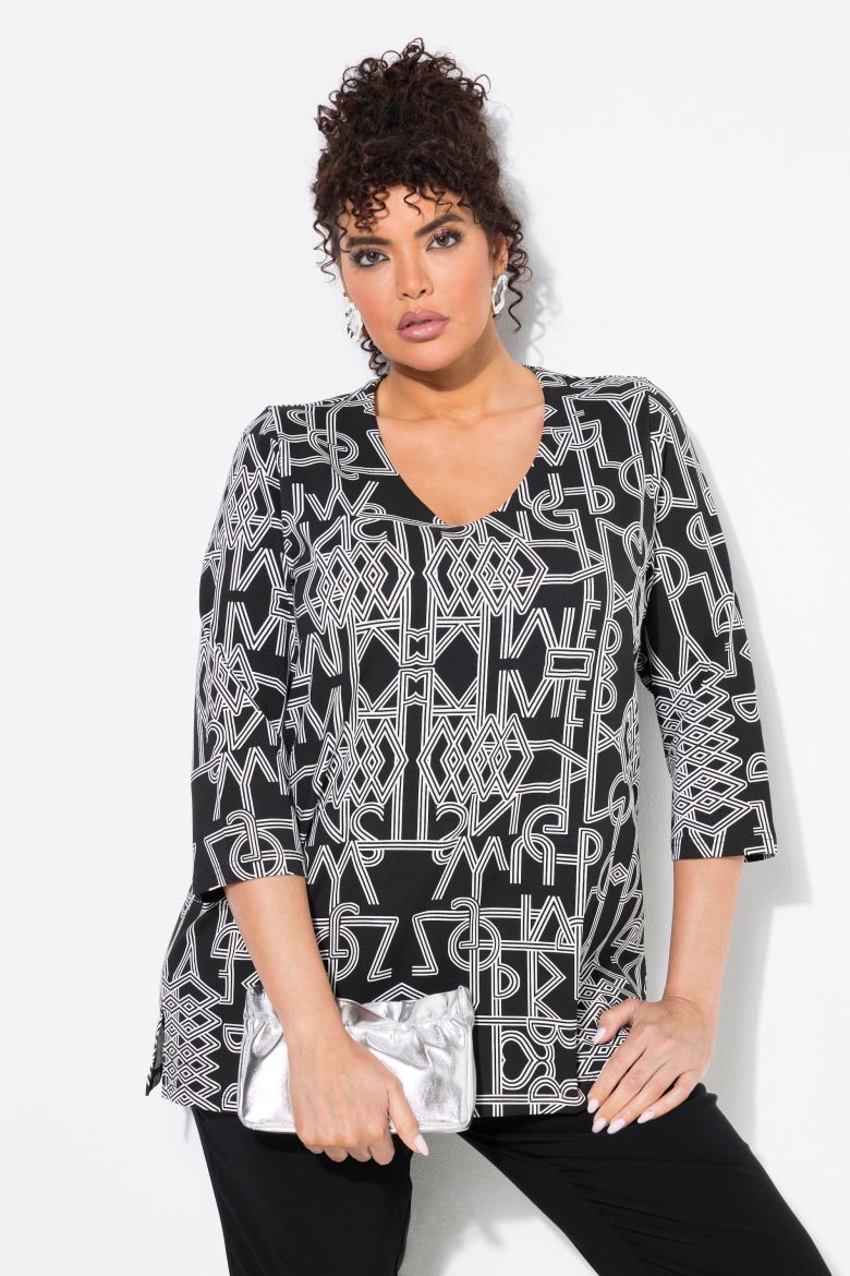 Plus size veliki brojevi Majica 3/4 rukava V ovratnika za punije