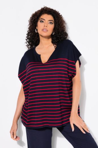 Plus size veliki brojevi Pulover kratkih rukava na pruge za punije