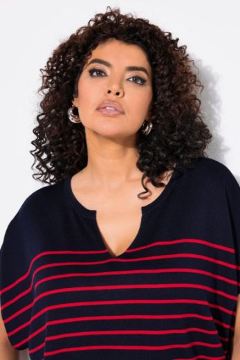 Plus size veliki brojevi Pulover kratkih rukava na pruge za punije