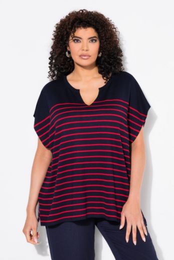 Plus size veliki brojevi Pulover kratkih rukava na pruge za punije