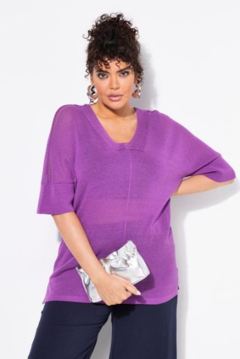 Plus size veliki brojevi Pulover polu rukava V ovratnika za punije