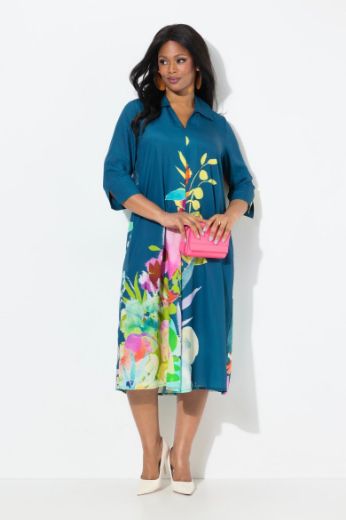 Plus size veliki brojevi Haljina midi 3/4 rukava za punije