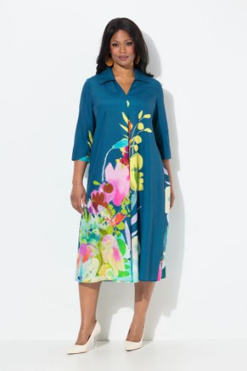Plus size veliki brojevi Haljina midi 3/4 rukava za punije