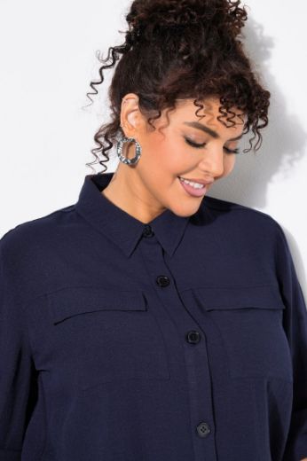 Plus size veliki brojevi Bluza dugih rukava na kopčanje za punije