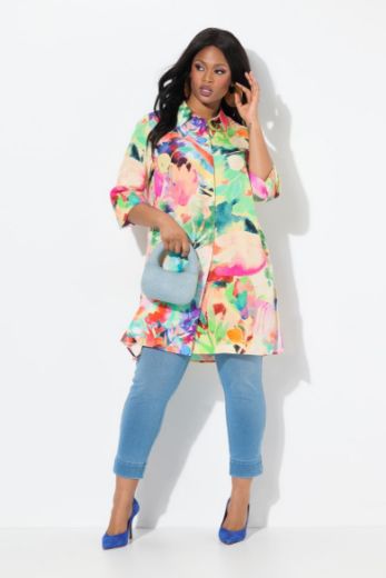 Plus size veliki brojevi Bluza 3/4 rukava dužeg A kroja za punije