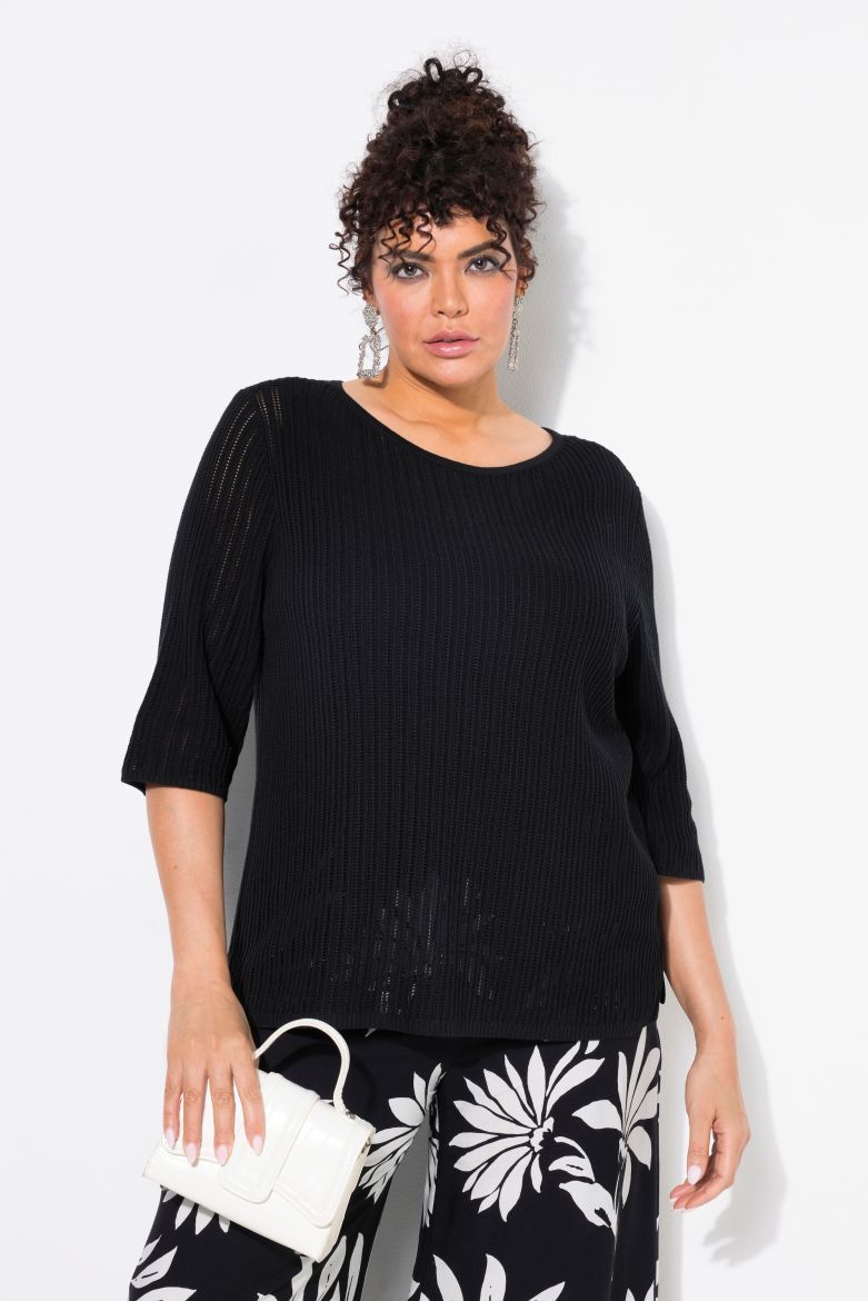 Plus size veliki brojevi Pulover pleteni polu rukava za punije