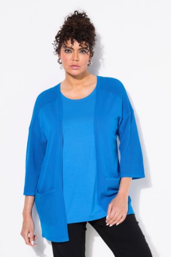 Plus size veliki brojevi Kardigan 3/4 rukava V ovratnika za punije
